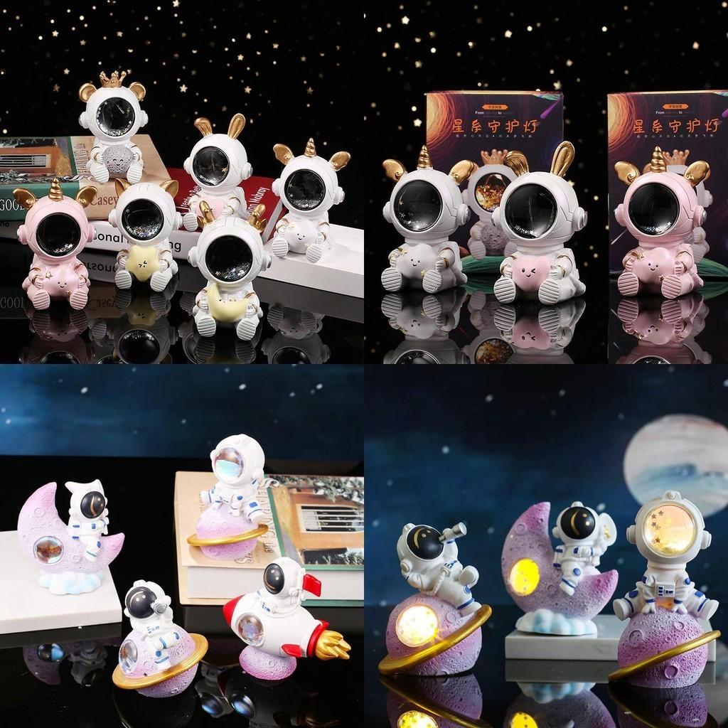 Теплые ночные лампы Световая Кнопочная батарейка Мультяшные Милые Формы Астронавт