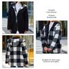 Plaid Plush Coat Open Front Loose Fitted Pocket Hoodie Double Side Plush Coat for Daily Life Black