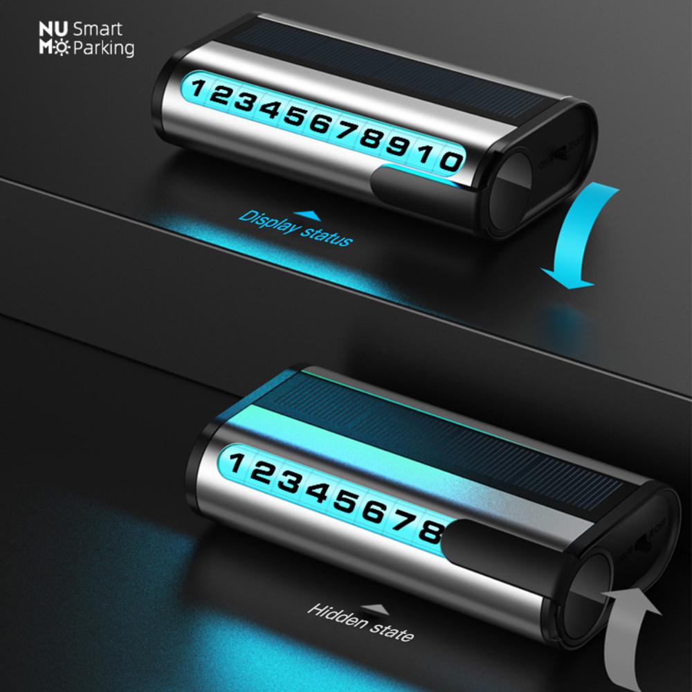 Светящийся временный номерной знак парковки автомобиля, солнечная зарядка, парковочная карта, номер телефона, временный знак остановки