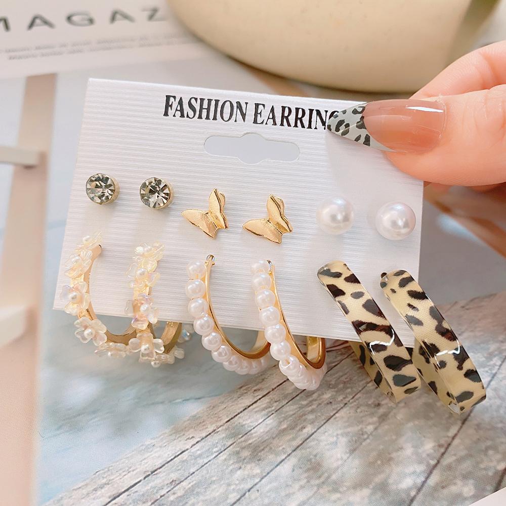 Бохо Металлические Акриловые Геометрические Серьги Набор Серьги-гвоздики Серьги-кольца Модные Ювелирные Изделия Для Женщин