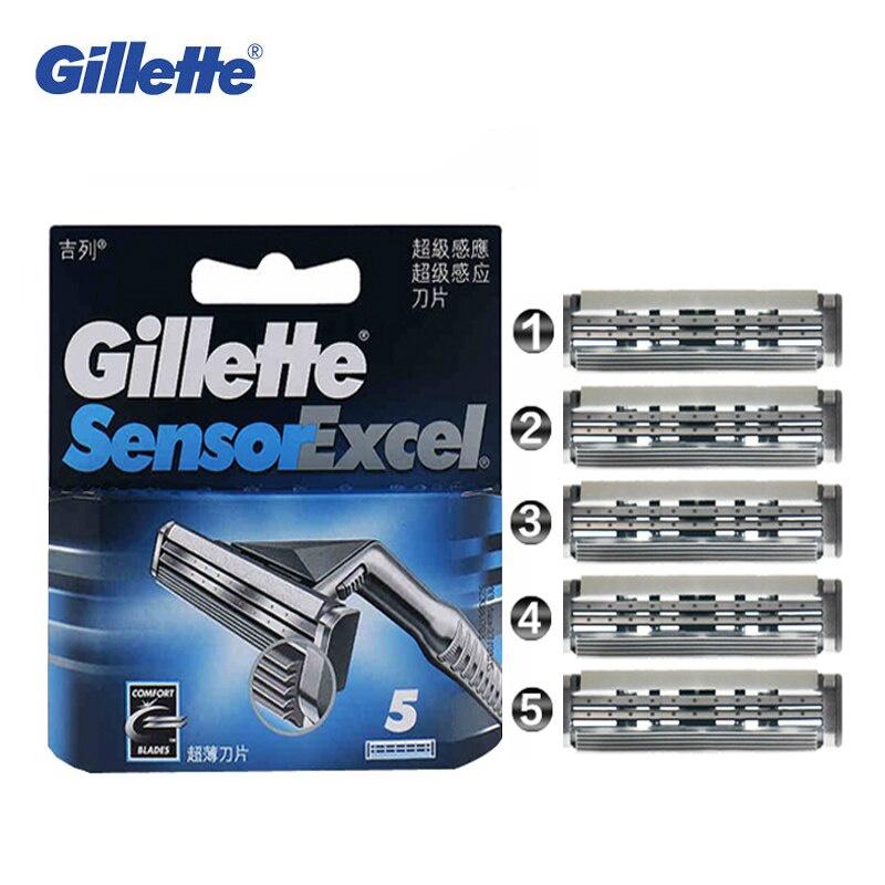 Gillette Датчик Excel, лезвие с картриджем для бритвы, сменные головки, бритье для бороды на лице, удаление волос, двухслойные лезвия для бритвы Vector3 Razor pisau cukur cukur