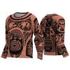 Spring and Autumn Round Neck Tribal Pattern 3D Printed Top Fashionable Casual Long Sleeved Men's T-shirts