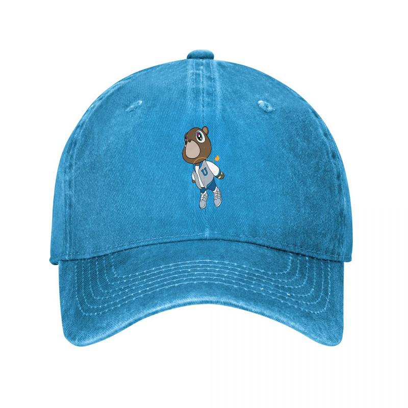 Monkey Character Embroidered Washed Cotton Baseball Cap Classic Adjustable Hat for Unisex and Women Casual Streetwear Style