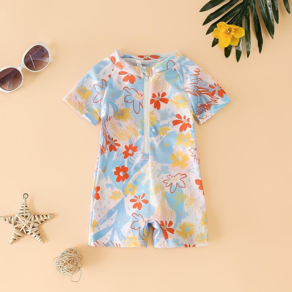 Children's Color-blocked Hollow One-piece Swimsuit