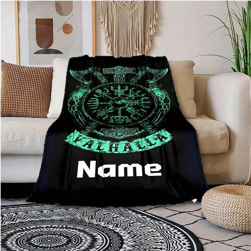 Viking Pattern Customize Your Name Blanket Warm Comfortable And Soft Blankets Are Suitable For Home Chairs Office Sofas Sofas Office Camping And Gifts
