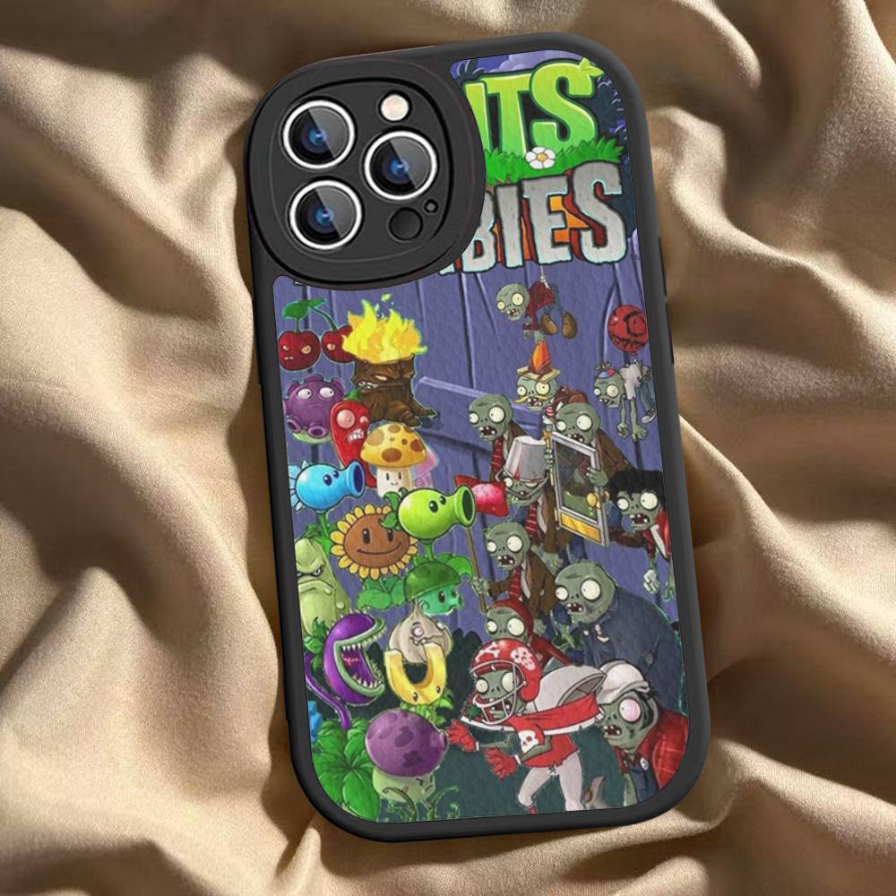 Чехол для телефона Plants vs Zombies для iPhone 16 15 14 13 Pro Max 11 12 Plus Кожаный силиконовый чехол