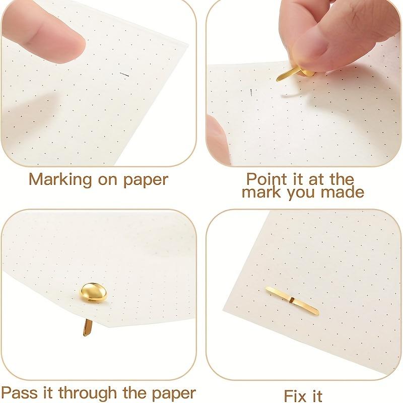 100 шт. Золотые ножки-пуговицы для скрапбуков, бумажного искусства и DIY арт-проектов - Металлические крепежи, Круглые, Школьные принадлежности