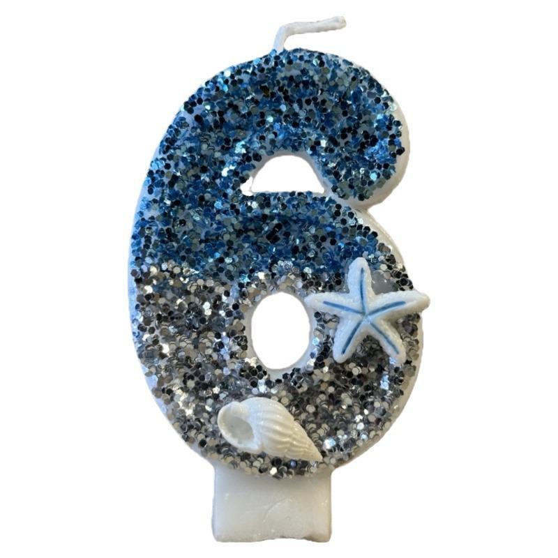 Цифровая свеча для торта на день рождения Украшение для торта Празднование вечеринки Океан Креативный Ручная работа Сделай сам