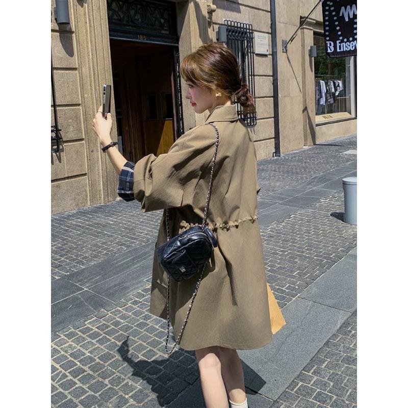 Простая однобортная куртка-ветровка средней длины в британском стиле для женщин, весна и осень, новая повседневная куртка, топ