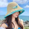 Свежая мятно-зеленая кружевная соломенная шляпа для женщин 2024 года, летняя дорожная шляпа с большими полями, защита от солнца, универсальная складная повседневная шляпа-ведро