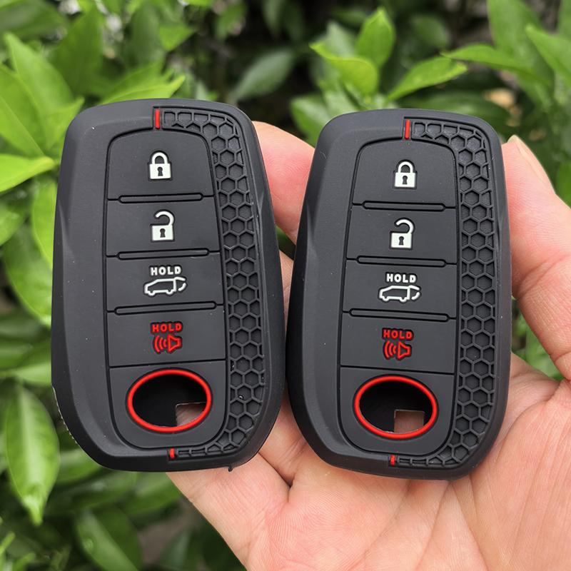 4 Button Silicone Auto Smart Auto Key Fob Cover Case Fit For Toyota Chr Hilux Fortuner Land Cruiser 200 Camry Corolla Crown Rav4 Highland