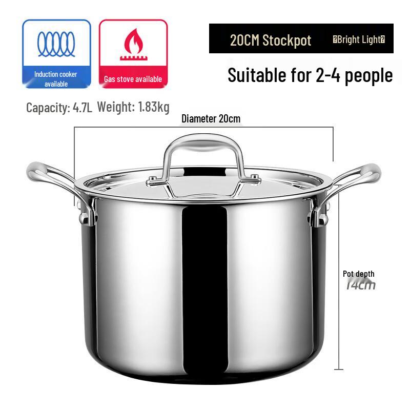 Utool 316 Stainless Steel Deep Stockpot with Steel Lid