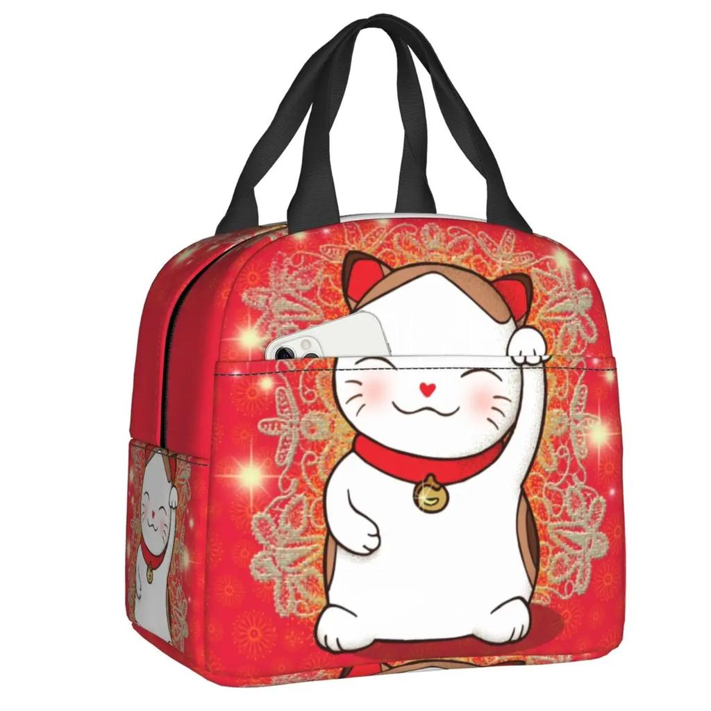 Black Cat Looking At The Full Moon Insulated Lunch Tote Bag for Women Animal Cartoon Portable Thermal Cooler Bento Box