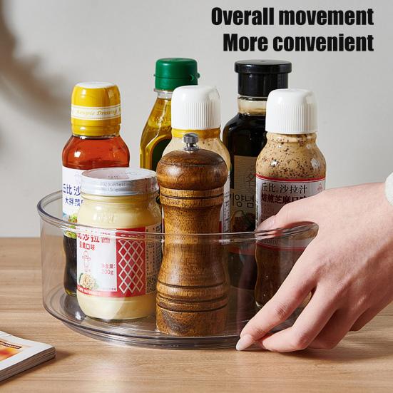 Lazy Susan Organizer Storage Holder Large Capacity Transparent Design 360-Degree Rotatable Countertop Makeup Storage Tray