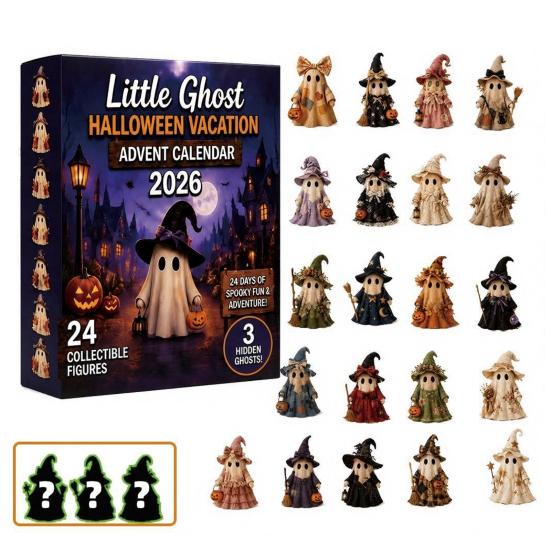 Halloween Advent Calendar 24 Days Ghost Countdown Calendar with 24 Collectible