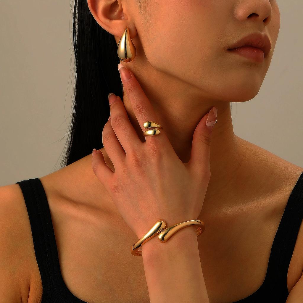 17KM Необычные серьги-капли с открытым кольцом и браслетом для женщин, модные гладкие регулируемые готические украшения в стиле гранж, подарки