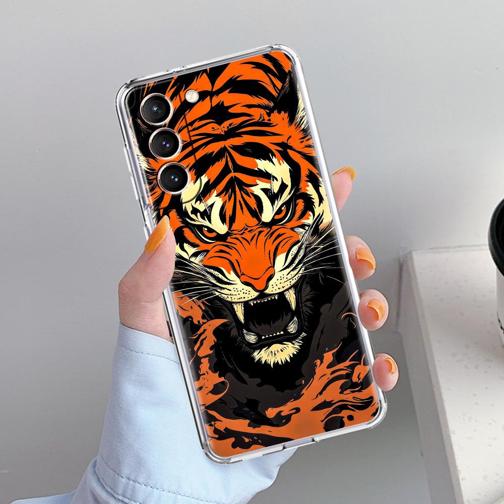 Чехол для телефона Samsung Galaxy S26 S25 S24 S23 S22 Ultra S20 S21 FE 5G Plus Мягкий прозрачный чехол Крутое животное Тигр Лев
