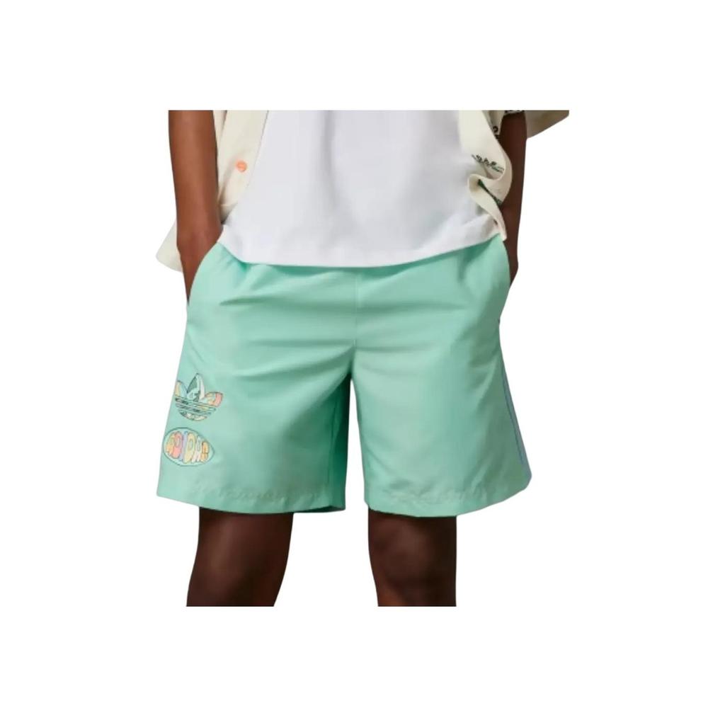 Adidas Мужские шорты из полиэстера Originals Trefoil Enjoy с трехполосным логотипом, зеленые IT8184