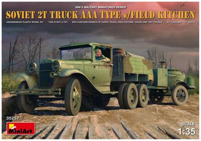 Миниарт Масштаб 1/35 Советский 2-тонный грузовик Тип ААА (с полевой кухней) Пластиковая модель MA35257