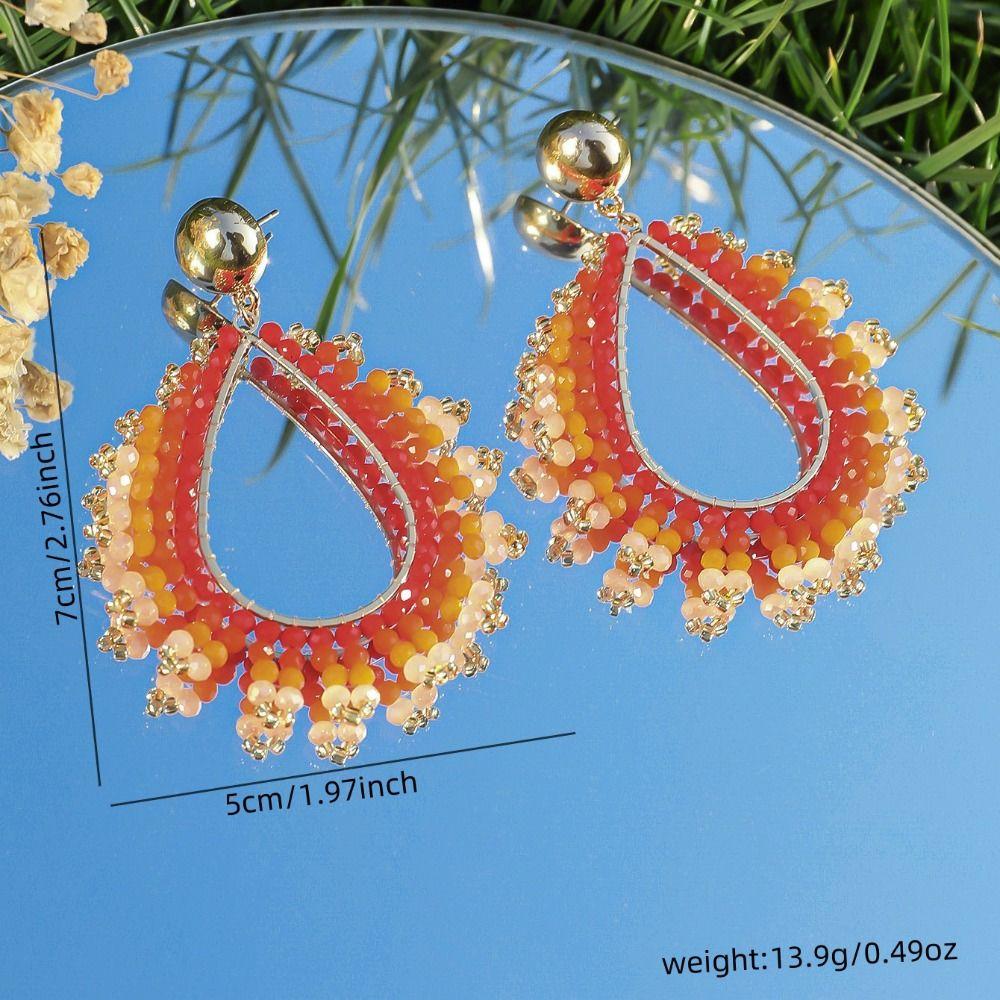 Bohemia Crystal Beaded Earrings Crystal Pendant Earrings Summer Party Jewelry Accessories