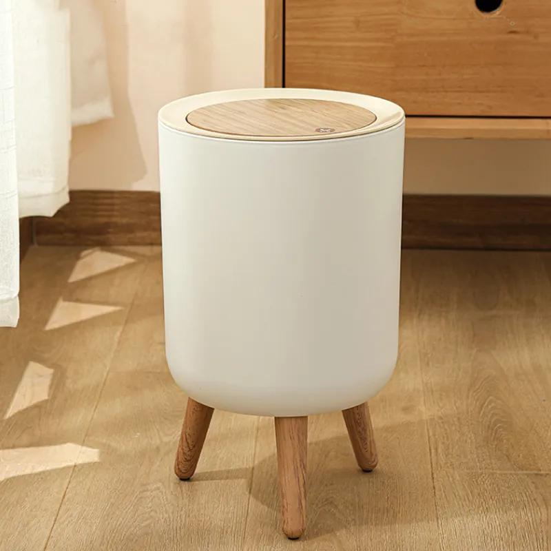Дом Высококлассный Сенсорный Мусорный Бак Гостиная Высокая Ножка С Крышкой Нажимной Тип Спальня Настольный Креативный Стиль Контейнер для Хранения YLE440