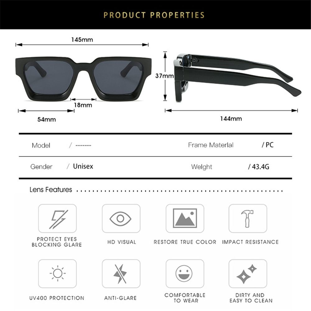 Fashion Square Frame Eyewear Punk Retro Sunglasses Ladies Shades Shades Women Sunglasses