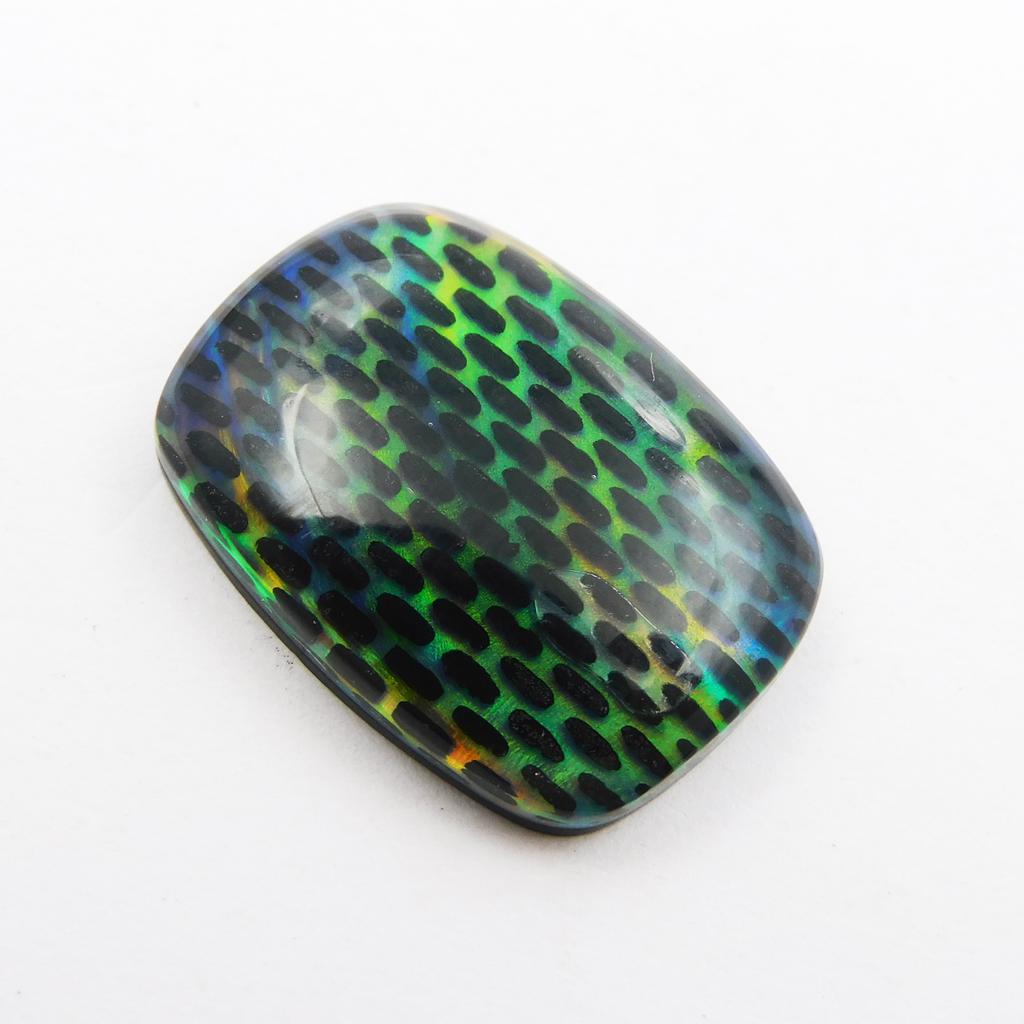 Lab-Created Opal Loose Gemstone Boulder Doublet Cushion Cut 14.80 ct for Jewelry Making and Crafts