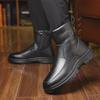Men's Cotton Leather Snow Boots, Anti-Skid Fur-Lined, High Top for Middle-Aged & Elderly.