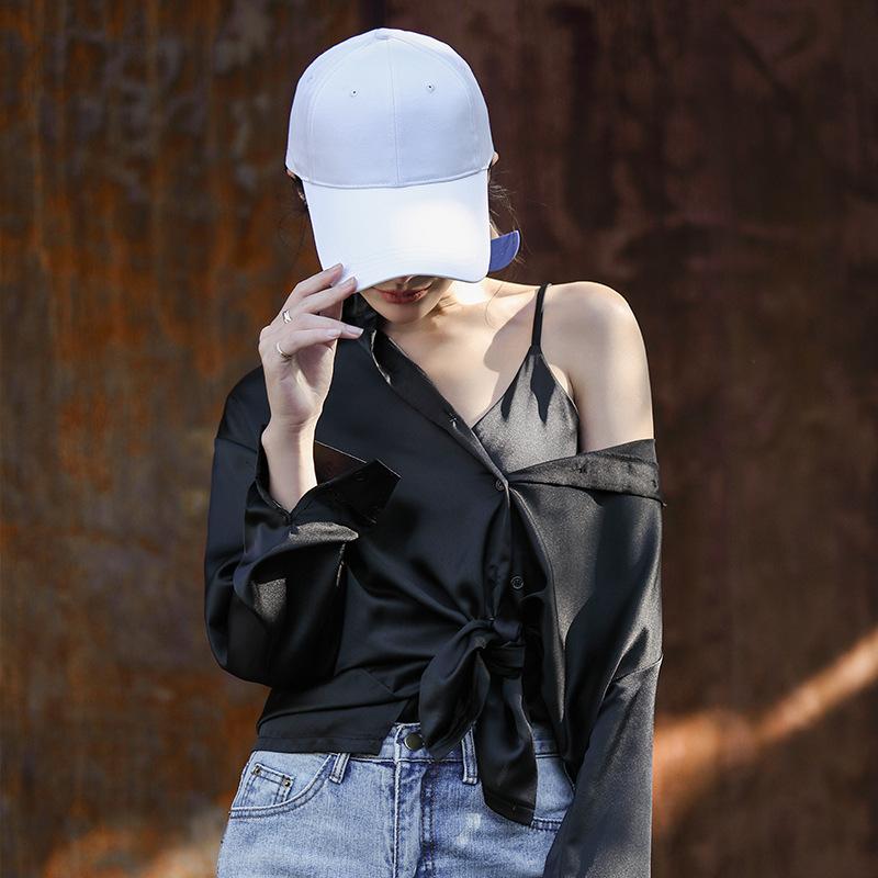 Long Brim Cap Cap Cap Women's Sun Hat Sunscreen Travel Sun Hat Solid Color Baseball Cap Casual Hat