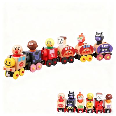 Мини-поезд Panman, Деревянная магнитная сборная игрушечная машинка, Набор с милыми персонажами, Общая длина 33 см, Вес 0,35 кг за набор