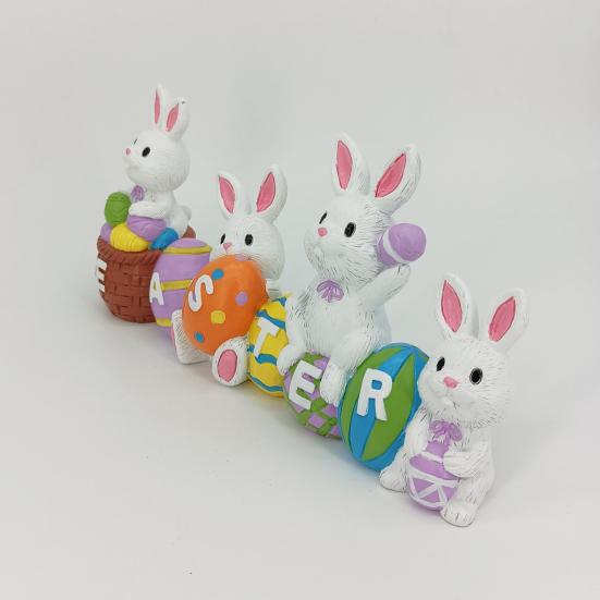 Статуэтки пасхального кролика Yousheng, статуэтка весеннего кролика из смолы, расписанная вручную, центральная часть стола для декора книжной полки дома в саду