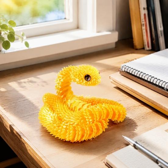 Змея с подвижными суставами, 3D-печатная фигурка, шарнирная игрушка, гибкая статуэтка с шарнирами, реаличная игрушка-антистресс для украшения стола