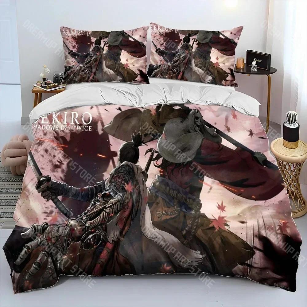 3D Print Sekiro Shadows Die Twice Game Comforter Bedding Set,Duvet Cover Bed Set Quilt Cover Pillowcase,king Queen Size Bedding