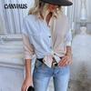 Spring and Autumn Women's Shirt Long Sleeve Tops Casual Colorblocking Shirts
