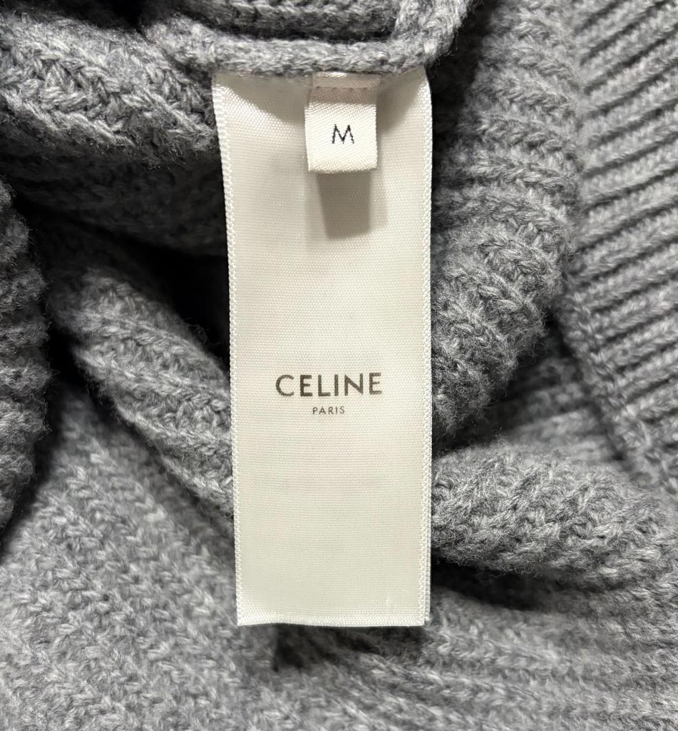 CELINE Knit Hoodie Gray Women's Size M Model 2A36T423P