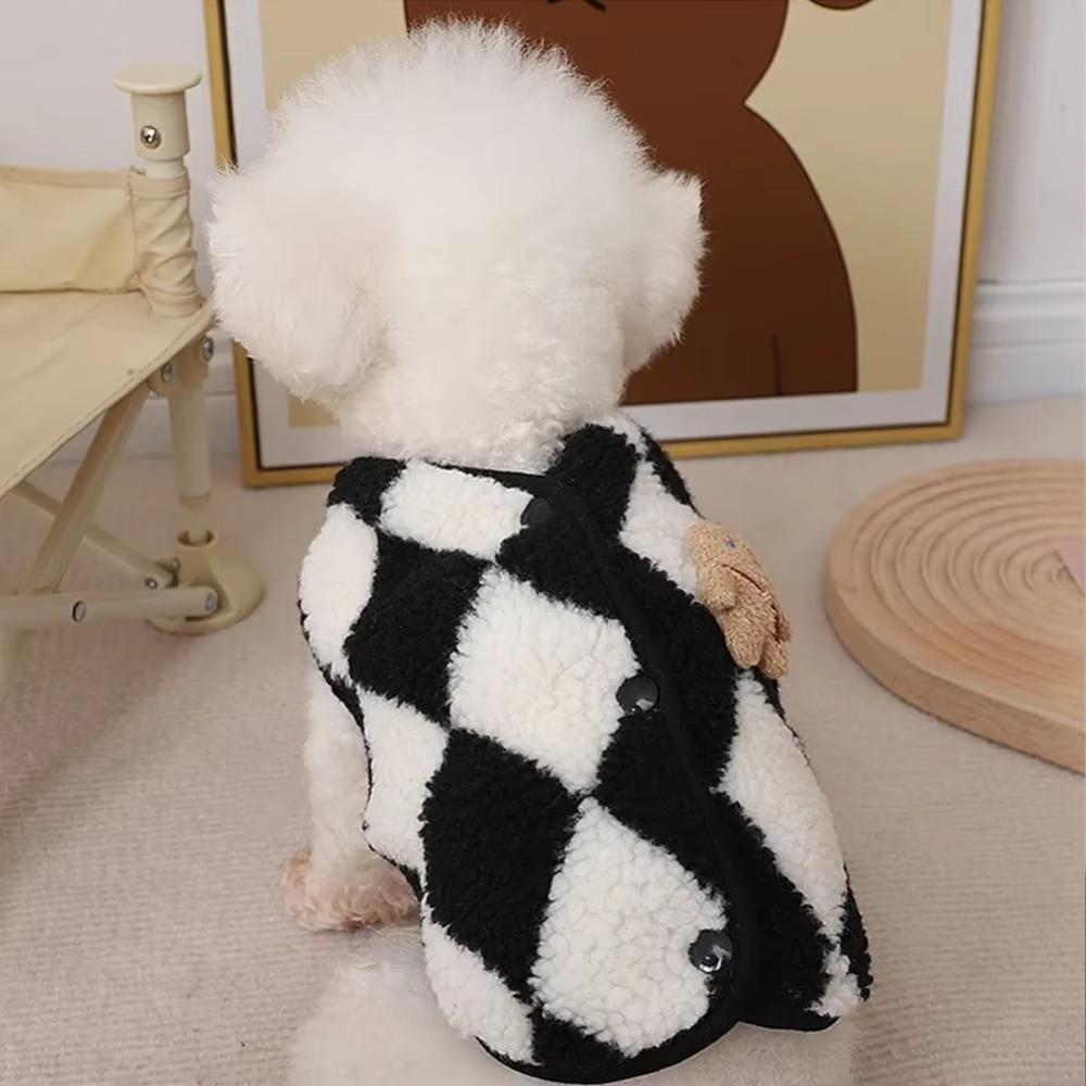 Winter Warm Pet Puppy Clothes Pet Outfits Plaid Fleece Coat Jack Dog Clothes Cute Yorkies Costume Bear Vest Dogs Clothing