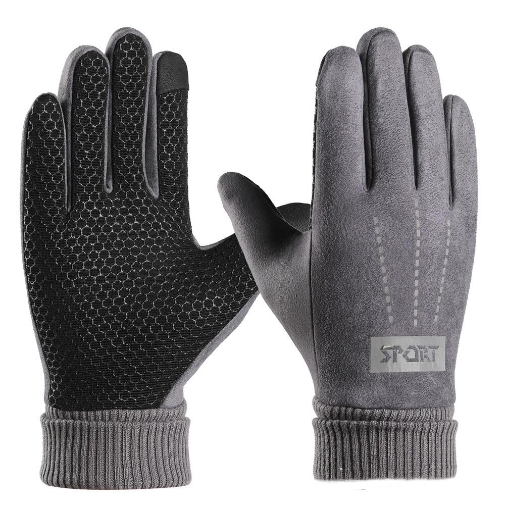 Korean Style Winter Warm Gloves Windproof Full Finger Mittens Elastic Suede Gloves Riding