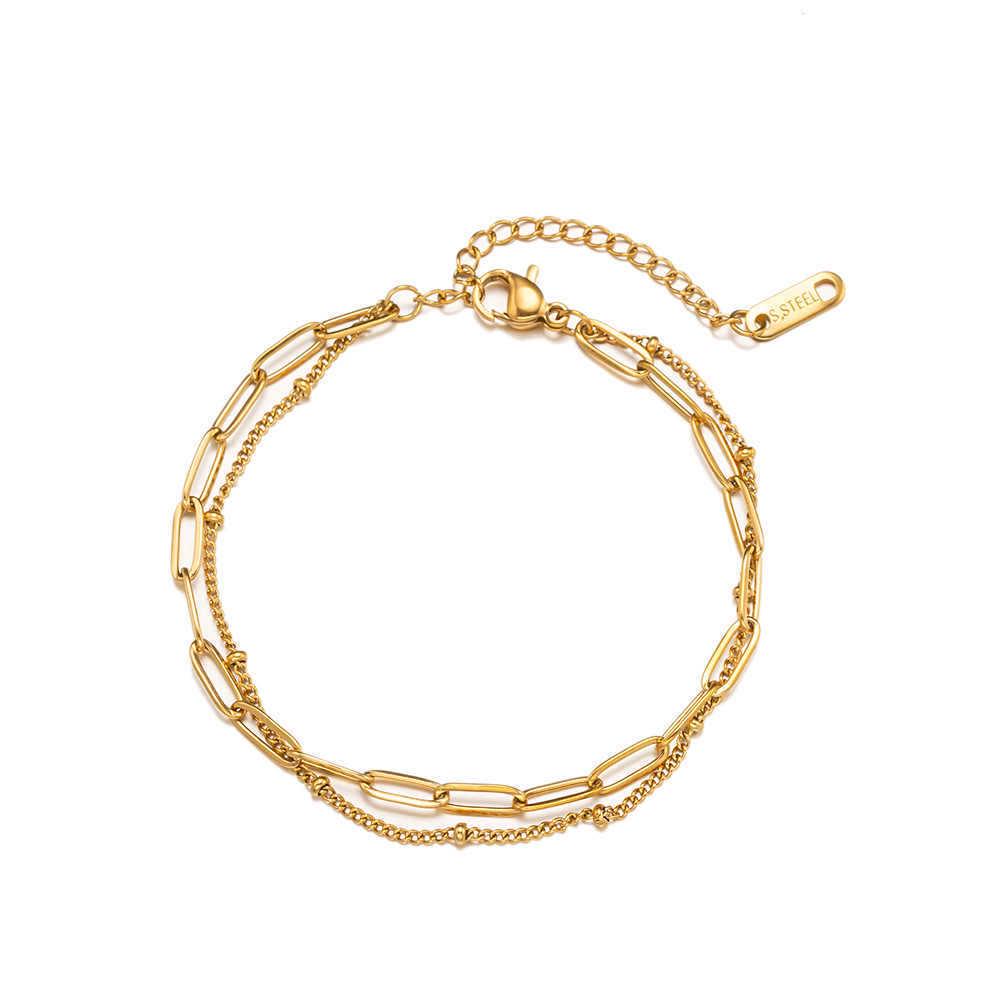 Elegant 18K Gold Titanium Steel Bracelets: European & American Fashion, Non-fading, Women's Versatile Personality Hand Jewelry