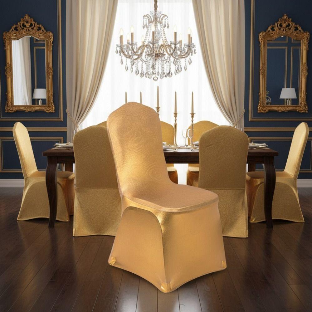 Dust-proof Hot-Stamped Stretch Chair Cover Washable Wedding Chair Cover  Restaurant