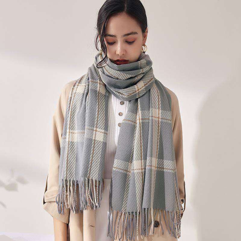 Scarf Woman Winter Sweet Warm Scarf Shawl 2025 Imitation Cashmere Scarf Plaid Scarf Shawl