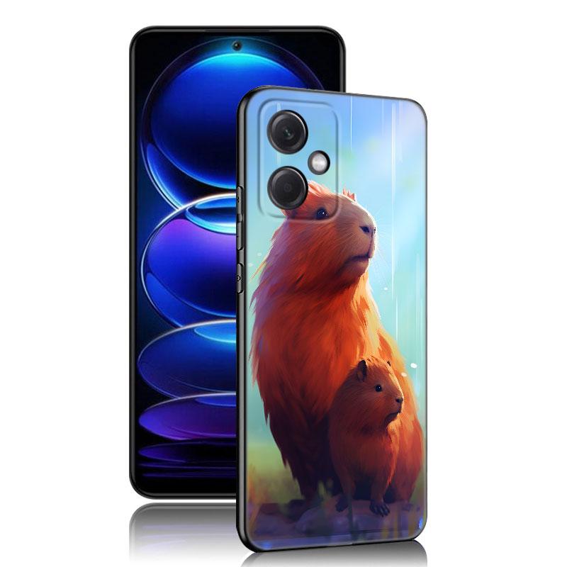 Cute Cartoon Capybara Black Silicone Phone Case For Xiaomi Redmi Note 10 11 11S 12 13 4G 8 9 11T Pro 5G Plus 8T 9S 10S 12S