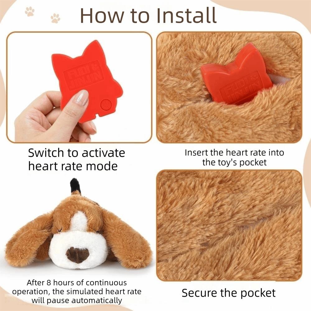 Realistic Pet Soothing Plush Toys Comfortable Pet Sleep Aid Toy Cute Dog Heartbeat Toy Training