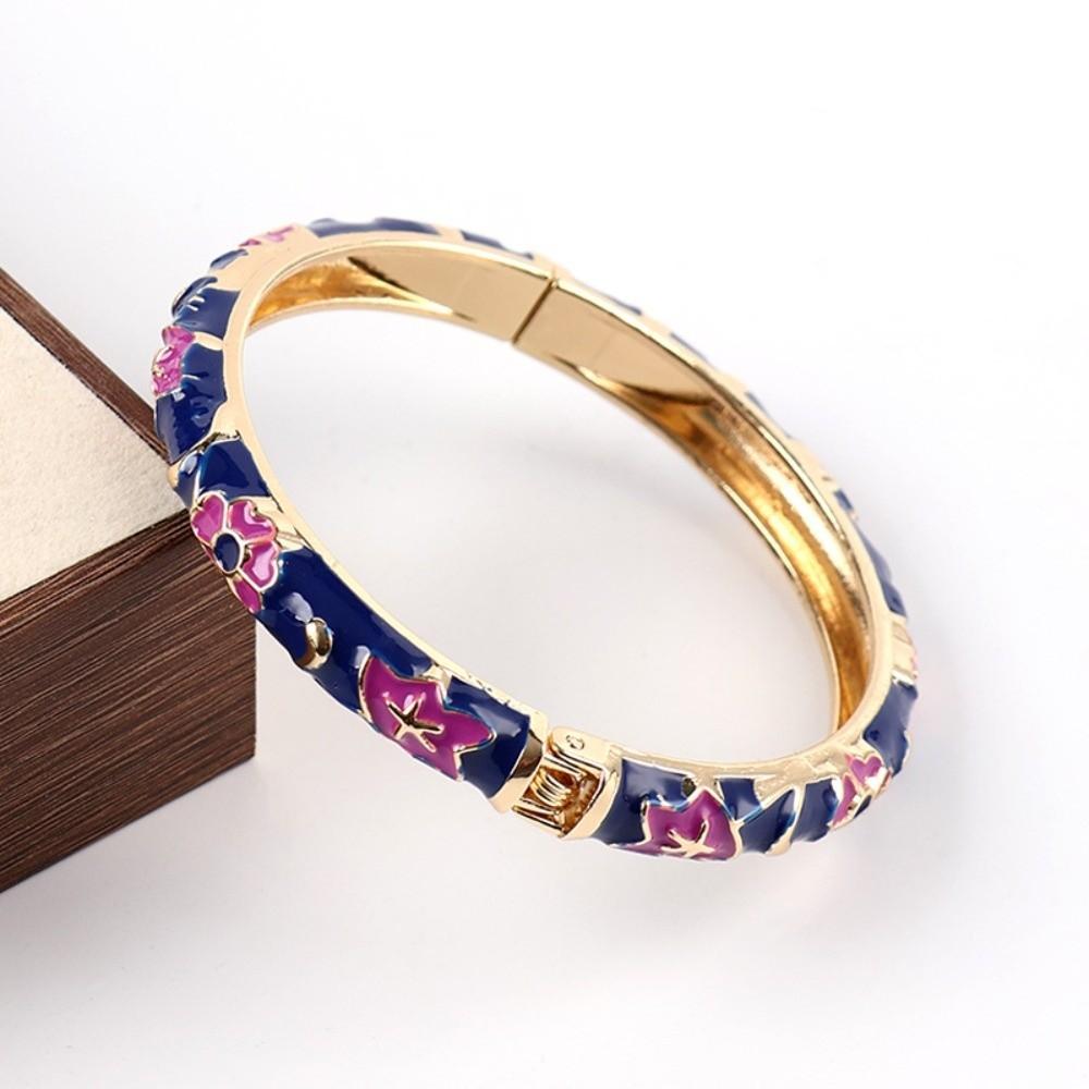 Enamel Vintage Cloisonne Bangle Traditional Women's Hand Bracelet Flower Bangle Ladies