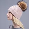 Шапка из мягкой шерсти, женские помпоны из натурального меха, модная вязаная шапка с жемчугом, женская шапка-бини для девочек, зимние шапки с помпоном для женщин