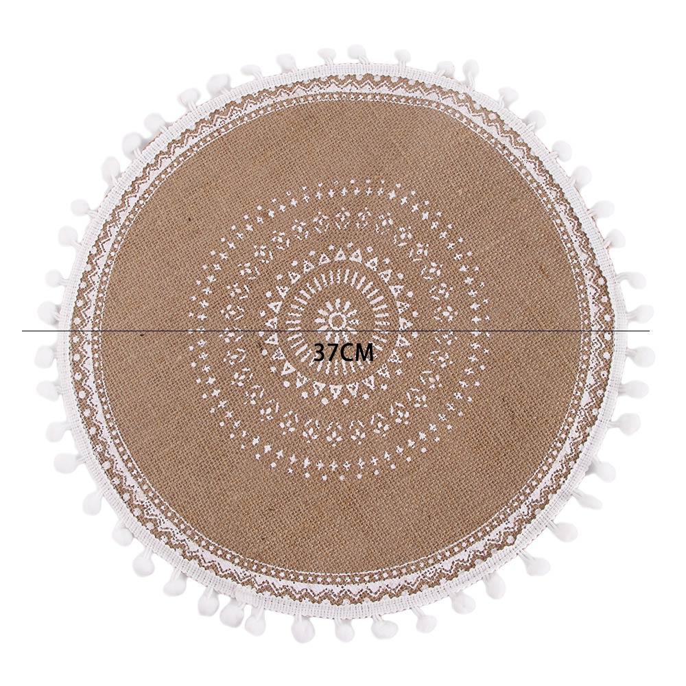 Круглая вышитая салфетка на стол в скандинавском стиле, нескользящая, с теплоизоляцией, подставка под кофейную чашку, украшение для обеденного стола
