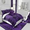 3pcs Purple Black Dragon Comforter Set Queen Size Vintage Boho Floral Print Bedding Set Paisley Pattern Quilt Set