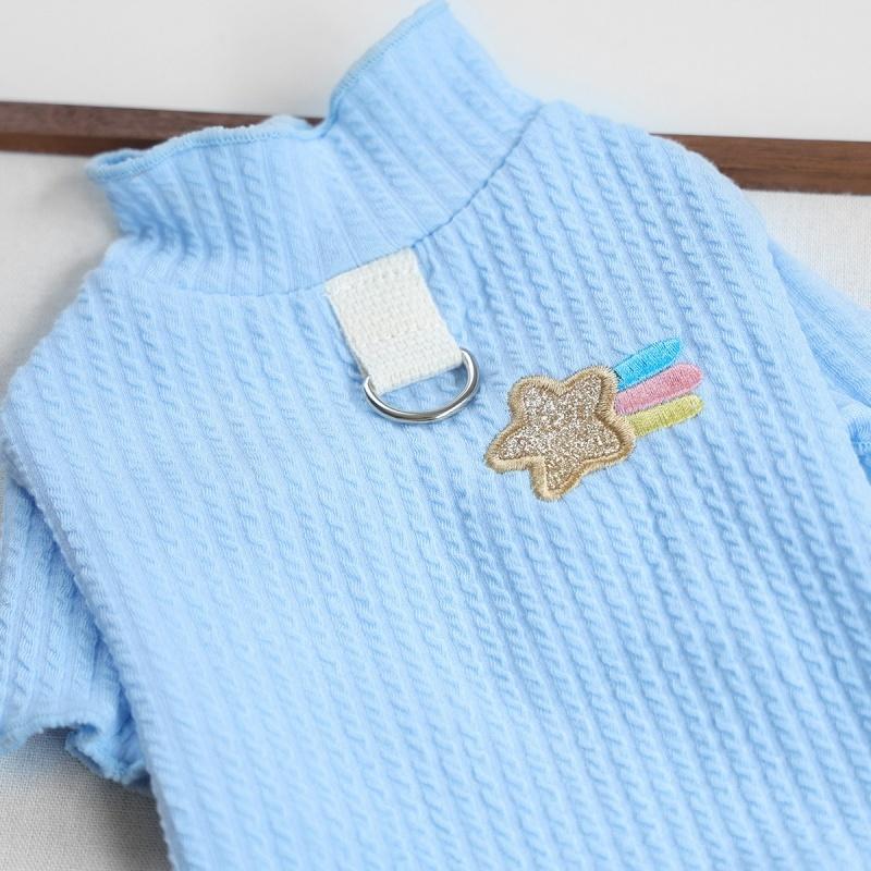 Soft Stretchy Dog Shirt Autumn Dog Clothes Cute Pet Shirt Star Patch Puppy Hoodie Warm Cat Pullovers Knit Pet Top Poodle Outfits