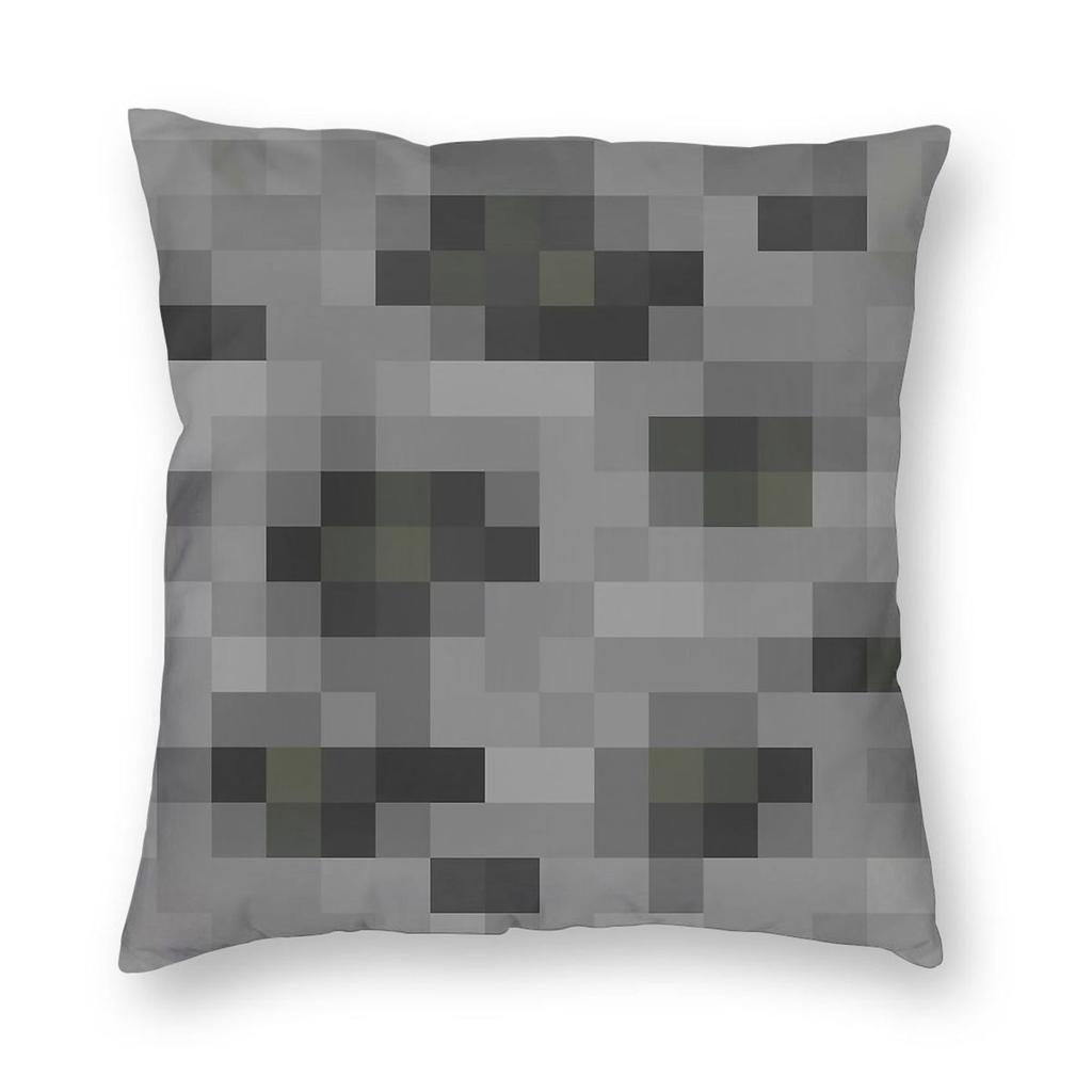 Coal Ore Block Texture Pixel Art Square Pillowcase Polyester Linen Velvet Pattern Zip Decor Throw Pillow Case Home Cushion Cover
