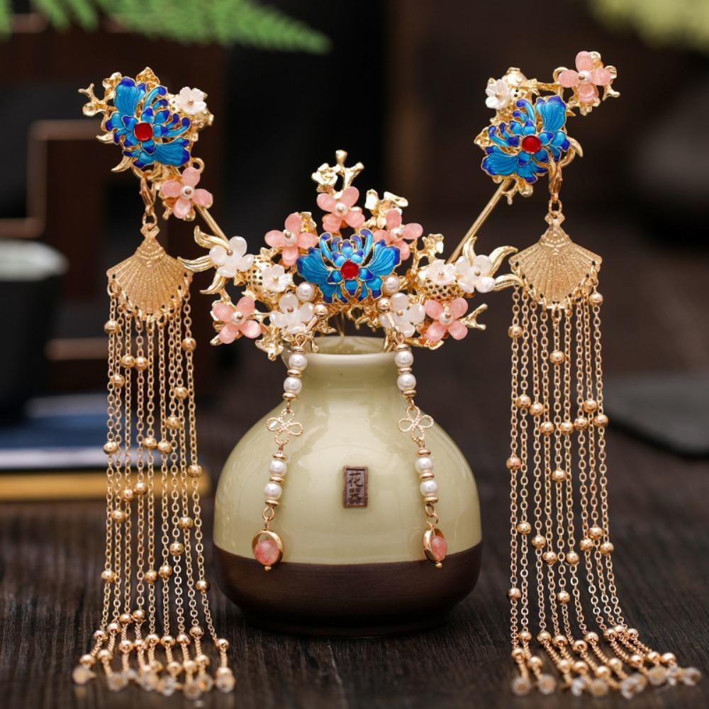 Tassel Ancient Hair Stick Sets Chinese Style Earrings Hairpin Set Bridal Headwear  Jewelry