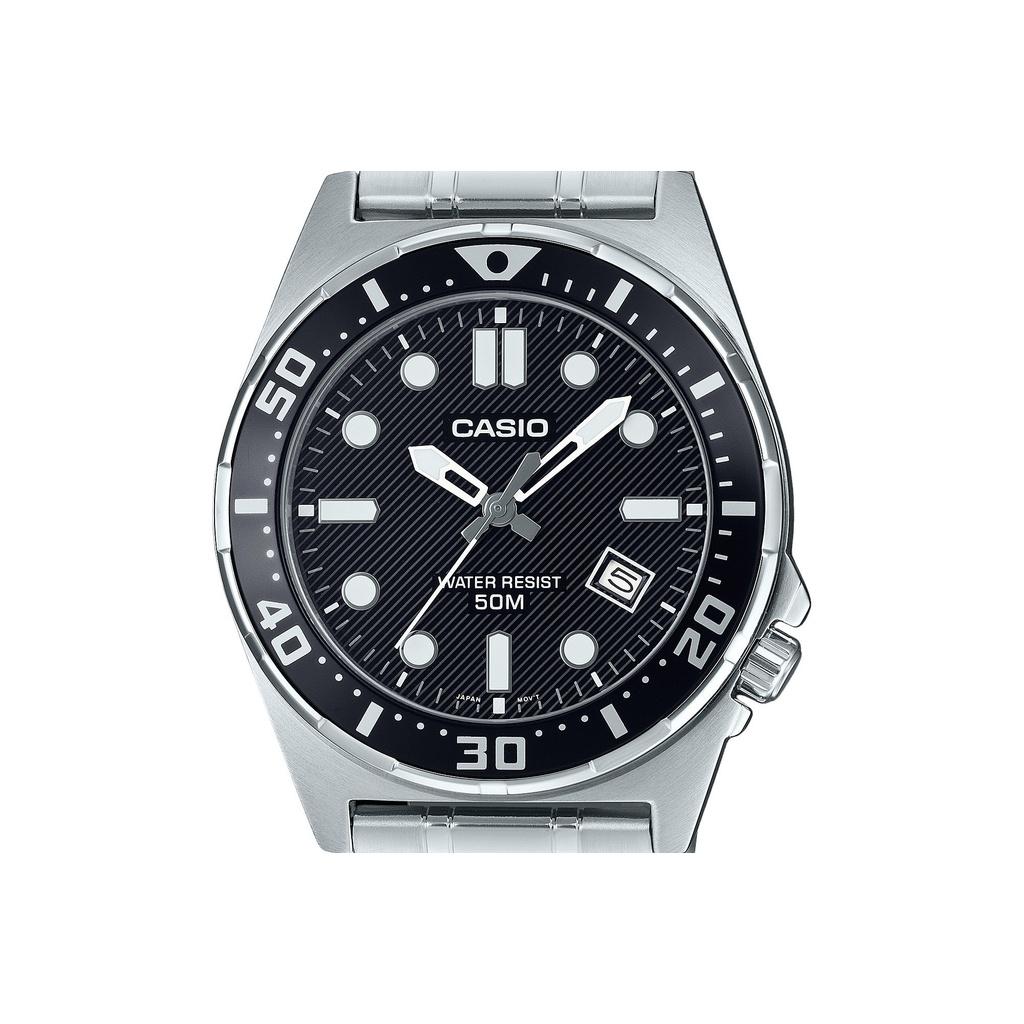 Casio Стандартные аналоговые кварцевые часы MTD-135D-1AV из нержавеющей стали с черным циферблатом для мужчин
